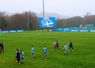 Forografía del final del partido entre Deportivo de la Coruña y Bansander de la DH1