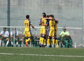 Celebración del gol del Alcorcón frente al Sporting de Hortaleza en la jornada 3 de la 2022/2023