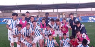 La plantilla del Leganés celebra la victoria en la jornada 8