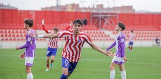 Abde celebra un gol frente al Real Valladolid