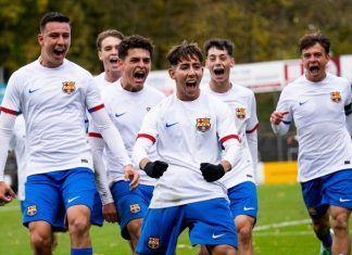 Un Barça competitivo sella su clasificación El Barça vence (0-3) al Shakhtar y sella su clasificación a la siguiente ronda de la UEFA Youth League. Goles de Nil, Dani y Albert Navarro.