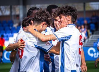 El Leganés juvenil celebrando un gol