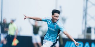 Ángel Dávila celebra el gol de la victoria. FOTO: RC Celta de Vigo