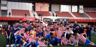 'All in' a la Youth League. Foto: cuenta de X de la cantera del Atlético de Madrid.