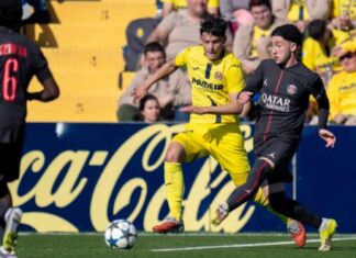 El PSG hunde el Sumbarino Amarillo. Foto: cuenta de X de la cantera del Villarreal CF.