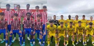 Empate loco entre Atleti y Getafe. Fotos: cuentas de X de las canteras de Atlético de Madrid y Getafe.