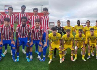 Empate loco entre Atleti y Getafe. Fotos: cuentas de X de las canteras de Atlético de Madrid y Getafe.