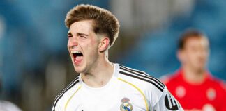El Athletic Club se fija en César Palacios. Foto: cuenta de X de la cantera del Real Madrid.