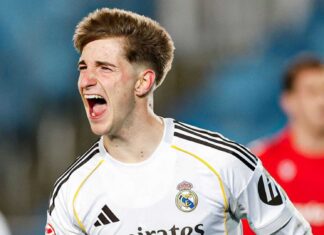El Athletic Club se fija en César Palacios. Foto: cuenta de X de la cantera del Real Madrid.